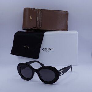 Celine CL40312U TRIOMPHE 01A Oval Sunglasses - Black/Grey